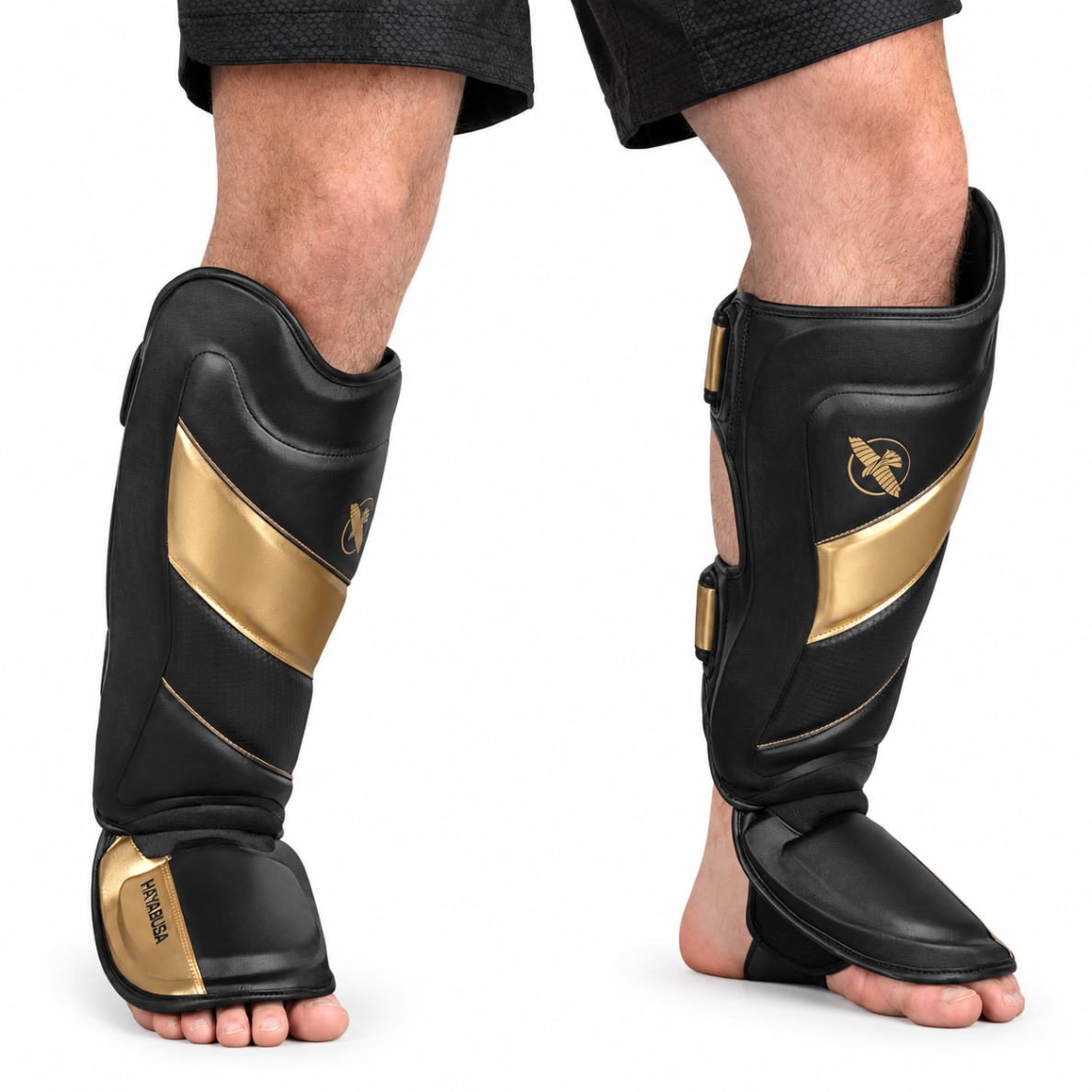 "Hayabusa" T3 Striking Shin Guards - Black/Gold 1
