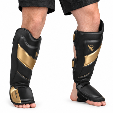 "Hayabusa" T3 Striking Shin Guards - Black/Gold 1