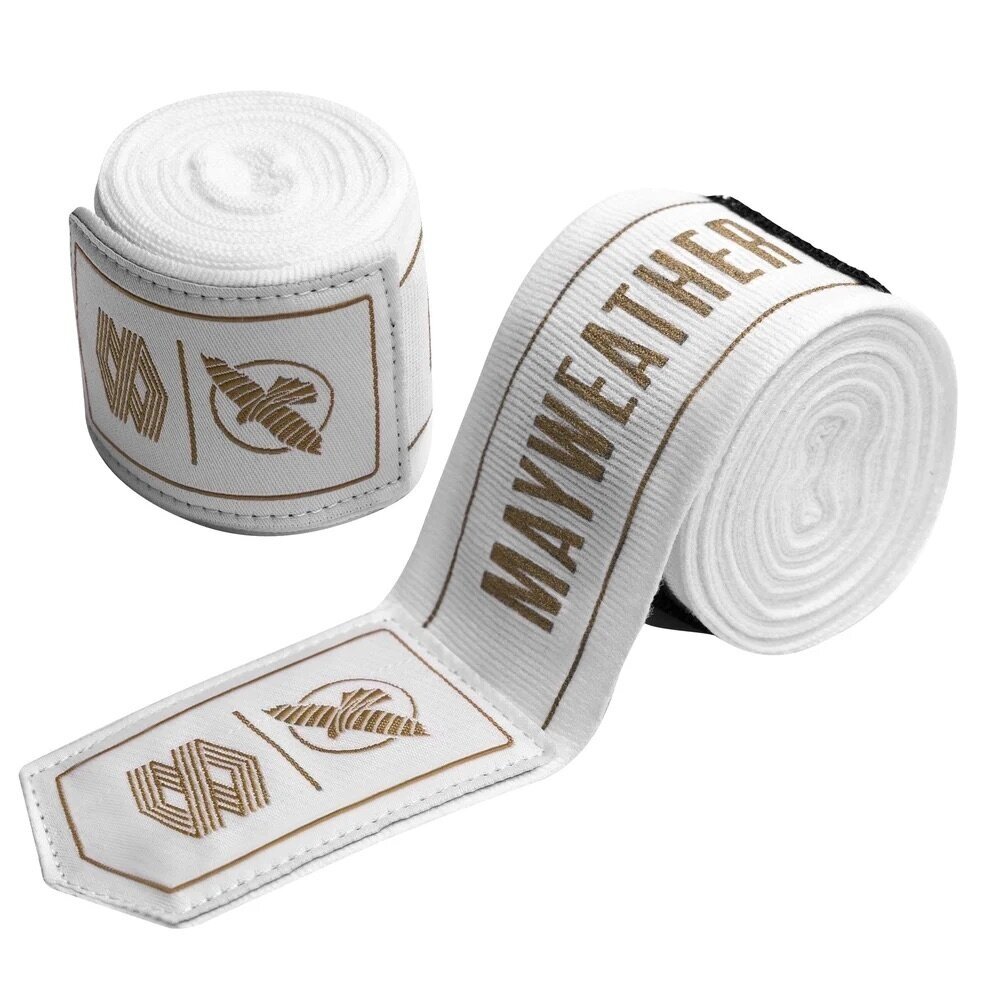 "Hayabusa" Hand Wraps Mayweather Stretch - White/Gold (4.5M)