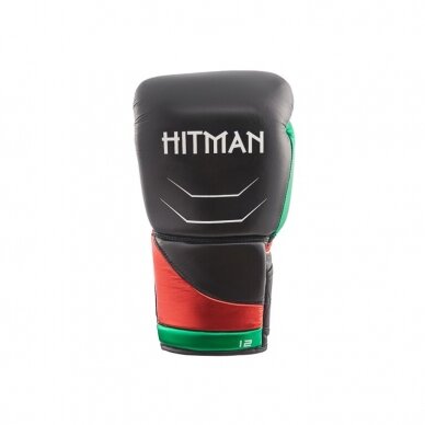 "Hitman" bokso pirštinės Premium - Black/Red/Green 1 "Hitman" bokso pirštinės Premium - Black/Red/Green 1