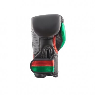 "Hitman" bokso pirštinės Premium - Black/Red/Green 2 "Hitman" bokso pirštinės Premium - Black/Red/Green 2