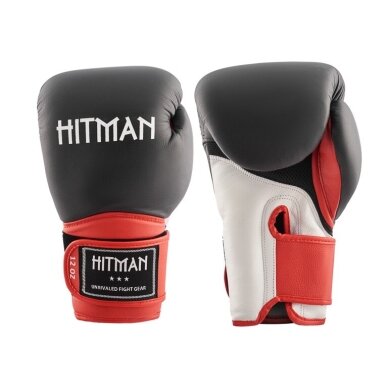 "Hitman" Boxing Gloves Elite Evo - Black/White/Red "Hitman" Boxing Gloves Elite Evo - Black/White/Red