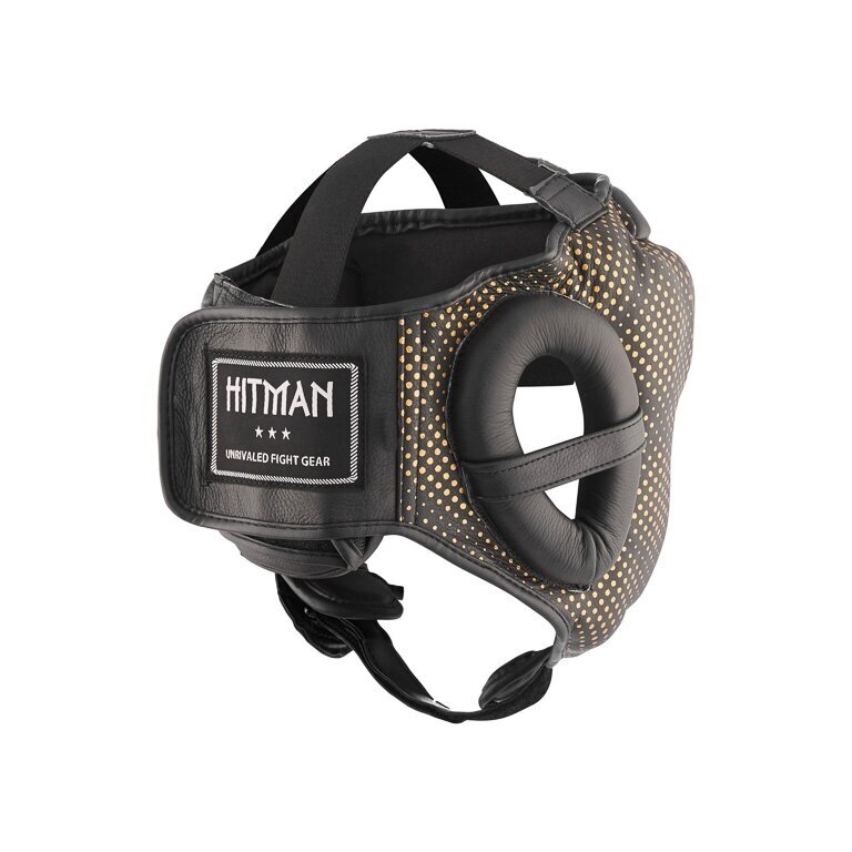 "Hitman" Leather Headguard Elite Evo - Black/Gold 1 "Hitman" Leather Headguard Elite Evo - Black/Gold 1