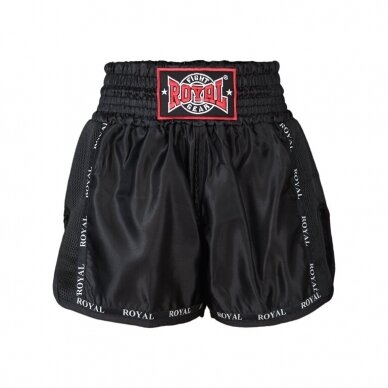 "Royal" šortai Muay Thai / Kickboxing Trunks - Mesh - Black/Black "Royal" šortai Muay Thai / Kickboxing Trunks - Mesh - Black/Black