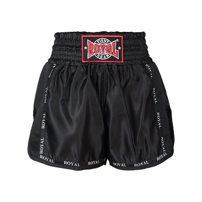"Royal" šortai Muay Thai / Kickboxing Trunks - Mesh - Black/Black "Royal" šortai Muay Thai / Kickboxing Trunks - Mesh - Black/Black