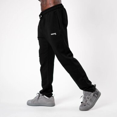 "Knock" laisvalaikio kelnės - Straight Cut Terry Joggers - Black 1