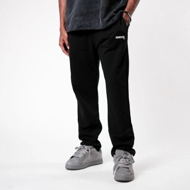 "Knock" laisvalaikio kelnės - Straight Cut Terry Joggers - Black "Knock" laisvalaikio kelnės - Straight Cut Terry Joggers - Black
