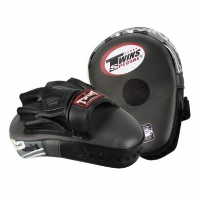 "Twins" Punching Mitts PML-15 (pair) - leather - Black/Grey "Twins" Punching Mitts PML-15 (pair) - leather - Black/Grey