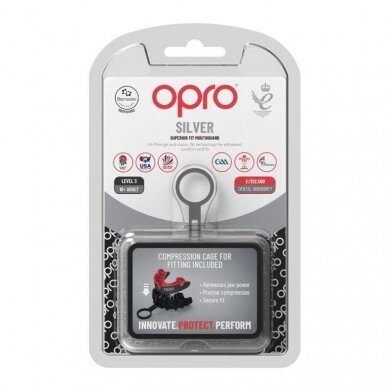 "OPRO" Mouthguard Self-Fit Silver - Black/Red 4