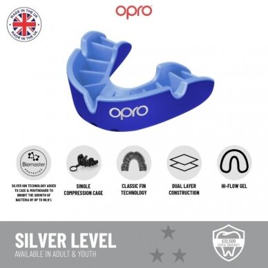 "OPRO" Mouthguard Self-Fit Silver - Black/Red 2