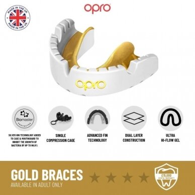 "OPRO" Mouthguard for Braces Self-Fit UFC Gold Braces - Black/Silver 3