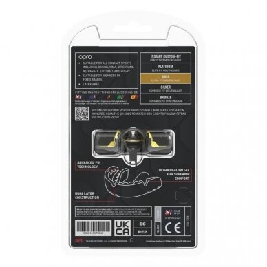 "OPRO" Mouthguard for Braces Self-Fit UFC Gold Braces - Black/Silver 6 "OPRO" Mouthguard for Braces Self-Fit UFC Gold Braces - Black/Silver 6