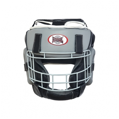 "Royal" Leather Headgear With Metal Grill - Grey "Royal" Leather Headgear With Metal Grill - Grey