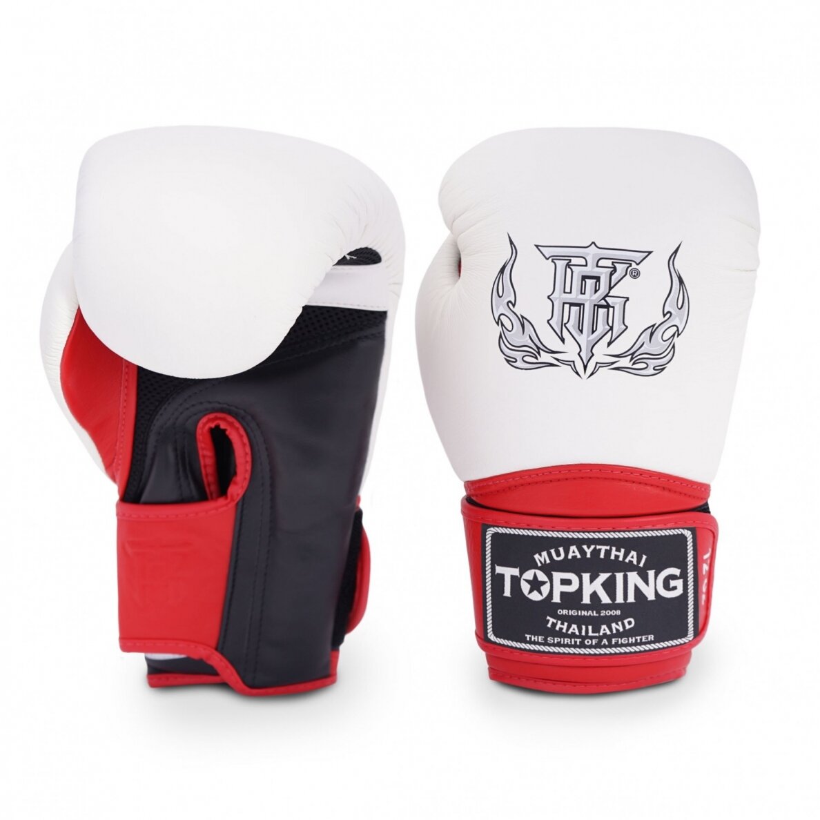 "Top King" Boxing Gloves - Super Air Triple - White/Black/Red