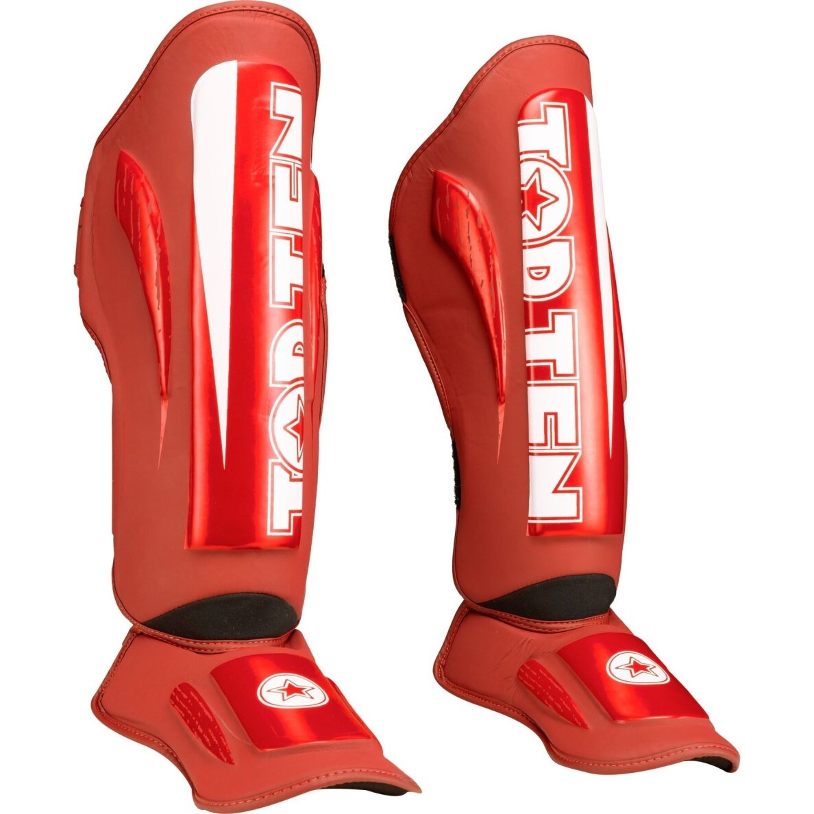 "TopTen" Shin Guards WAKO Marks – Red
