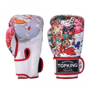 "Top King" bokso pirštinės - Japan Culture - White/Red "Top King" bokso pirštinės - Japan Culture - White/Red