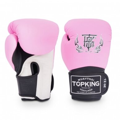 "Top King" bokso pirštinės - Super Air Triple - Pink/Black/White "Top King" bokso pirštinės - Super Air Triple - Pink/Black/White