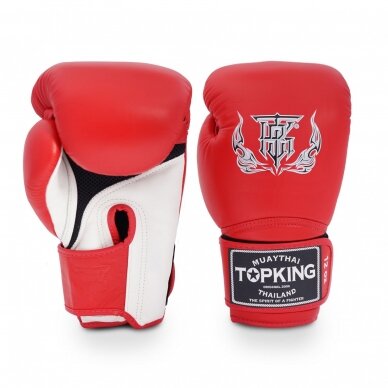 "Top King" Boxing Gloves - Super Air Triple - Red/Black/White "Top King" Boxing Gloves - Super Air Triple - Red/Black/White