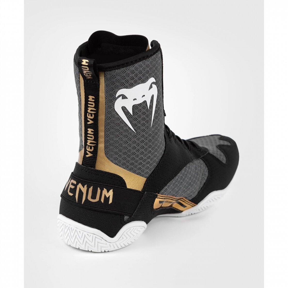"Venum" Elite Boxing Shoes - Black/White/Gold 4 "Venum" Elite Boxing Shoes - Black/White/Gold 4