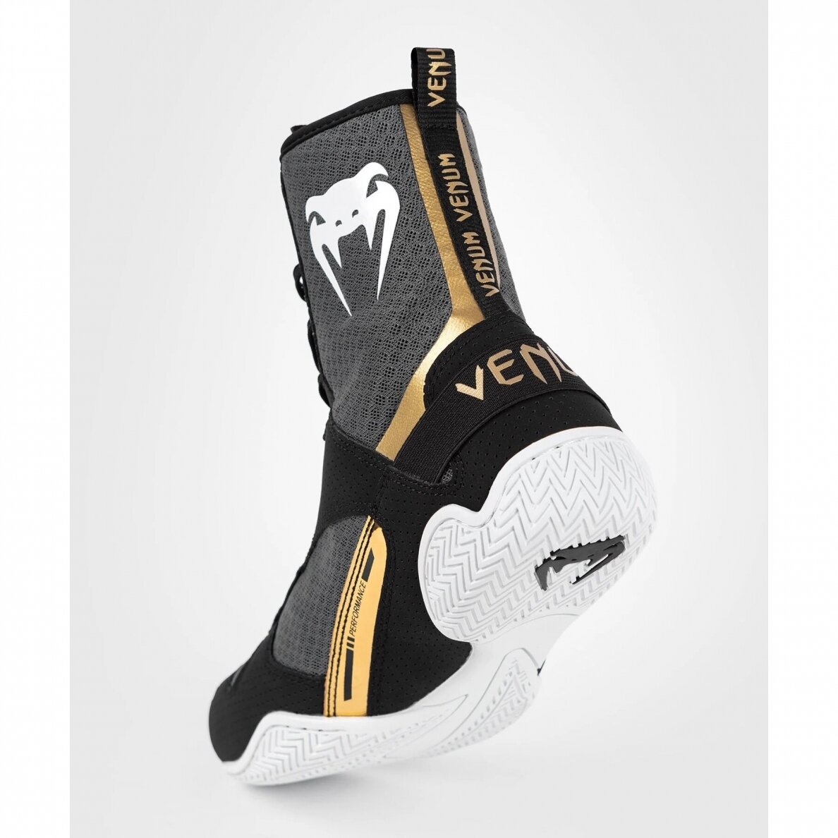 "Venum" Elite Boxing Shoes - Black/White/Gold 5 "Venum" Elite Boxing Shoes - Black/White/Gold 5