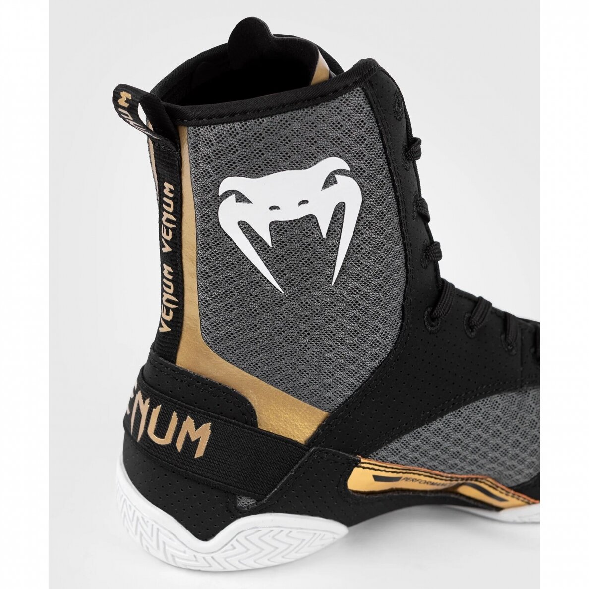 "Venum" Elite Boxing Shoes - Black/White/Gold 7 "Venum" Elite Boxing Shoes - Black/White/Gold 7