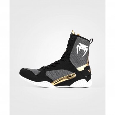 "Venum" Elite Boxing Shoes - Black/White/Gold 2 "Venum" Elite Boxing Shoes - Black/White/Gold 2