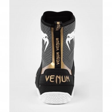 "Venum" Elite Boxing Shoes - Black/White/Gold 6